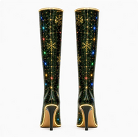Christmas Green Stiletto Boots — Emerald · Knee-High · LED