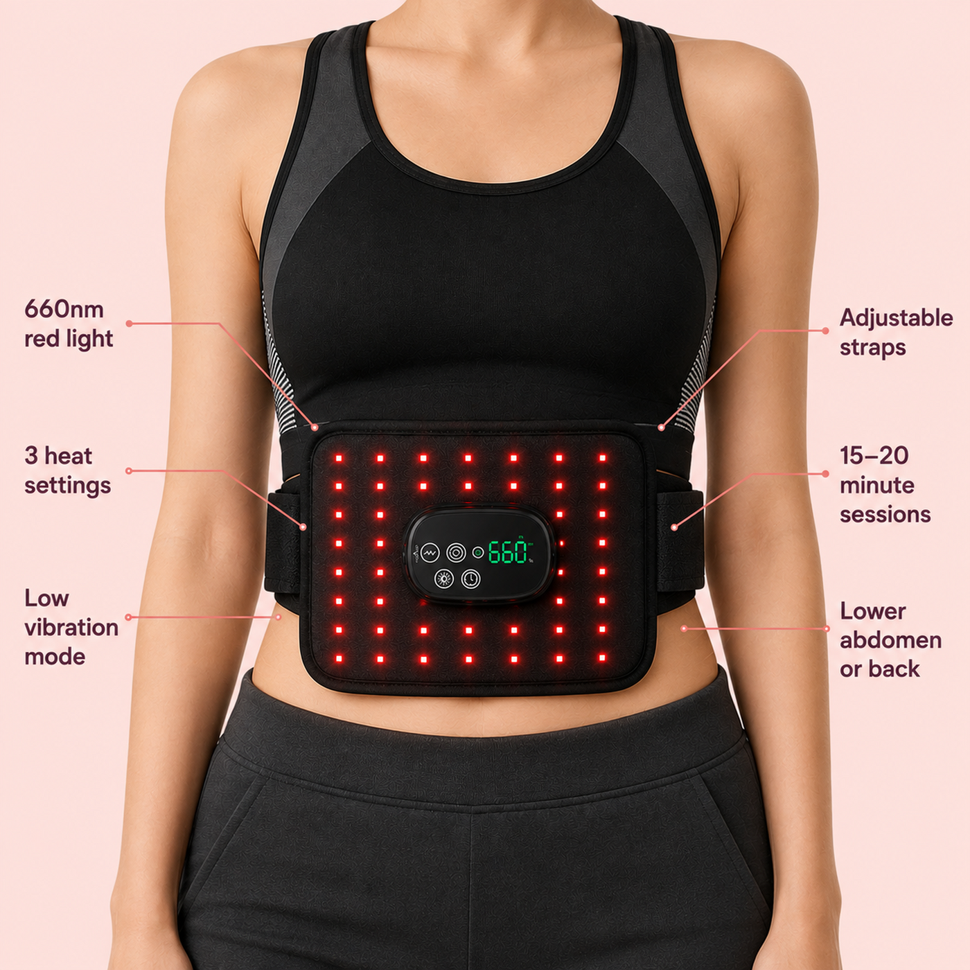Cramp Relief Pad — Heat, Red Light & Gentle Vibration